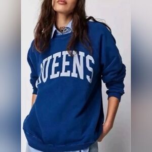 Free People Retro Brand Blue QUEENS Women's Sweatershirt